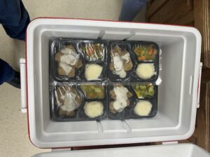 home_deliver_meals Cooler full of meals for home delivery at the Bowie Senior Center